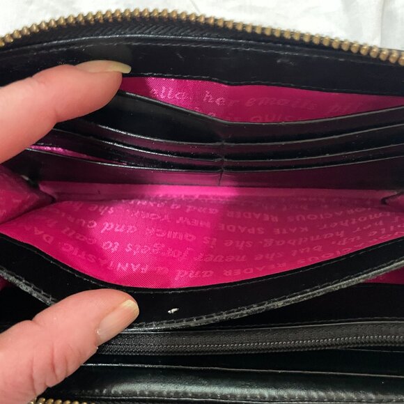 KATE SPADE Haute Stuff Piñata Llama Lacey Zip Around Leather Clutch Wallet READ - Picture 15 of 16